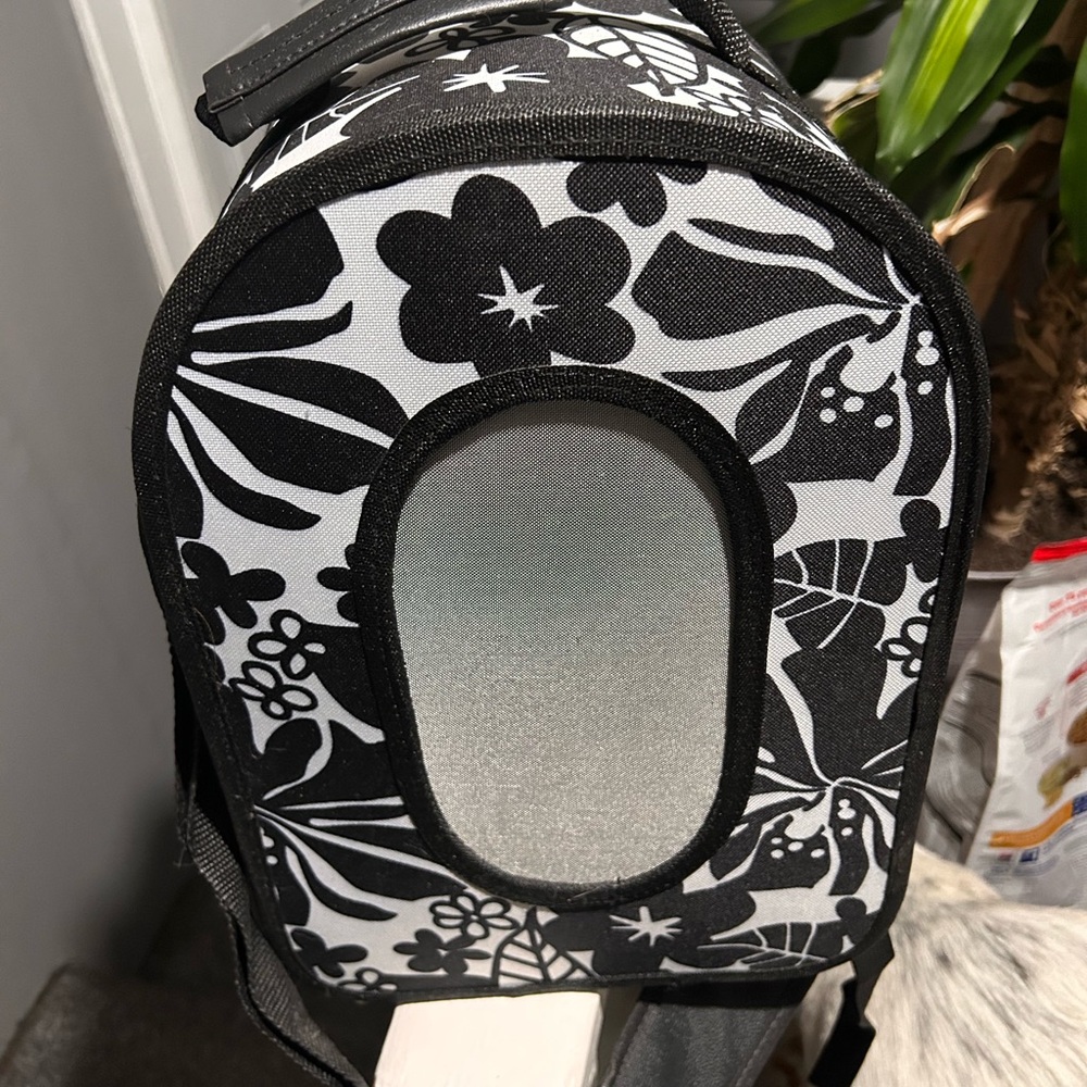 Black and White Floral Pet Carrier